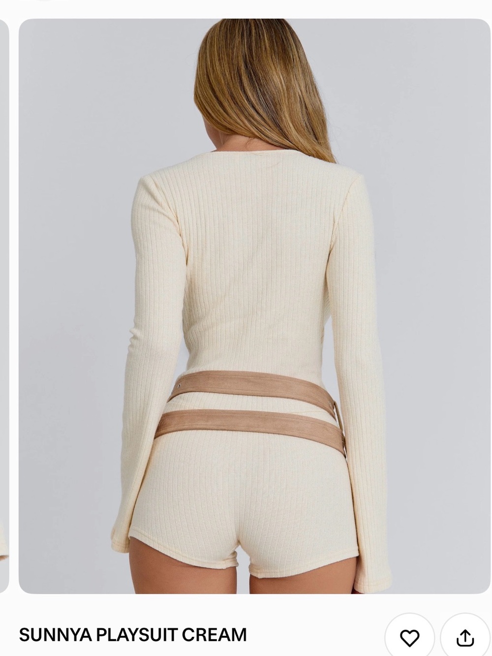 Sunnya Cream Ribbed Playsuit - Picture 3 of 3